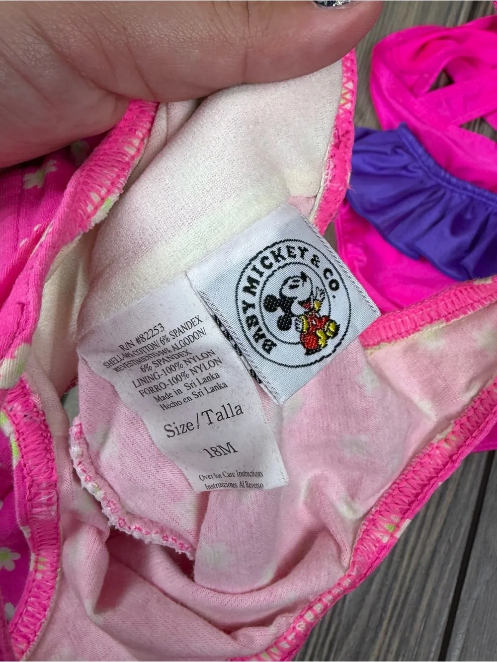 Vintage Y2K Swimsuit Lot Baby 12-18m Minnie Mouse